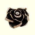 Bling 3D Camellia Flower Alloy Rhinestone Crystal DIY Phone Cover Case Deco Kit - Black