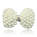 Bling Bowknot Alloy Pearl Crystal DIY Phone Cover Case Deco Kit 30*19mm - White