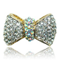 Bling Bowknot Alloy Rhinestone Crystal DIY Phone Cover Case Deco Kit 24*14mm - White