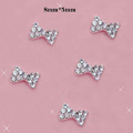 Bling Bowknot Alloy Rhinestone Crystal DIY Phone Cover Case Deco Kit - White HX03