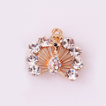 Bling Cute Peacock Alloy Crystal Rhinestone Flatback DIY Phone Case Cover Deco Kit - White