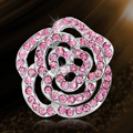 Bling Flower Alloy Rhinestone Crystal DIY Phone Cover Case Deco Kit - Pink