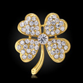 Bling Leaf Clover Alloy Rhinestone Crystal DIY Phone Case Cover Deco Kit 33*35mm - Gold