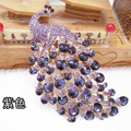 Bling Peacock Alloy Crystal Rhinestone Flatback DIY Phone Case Cover Deco Kit - Purple