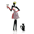 Bling Red wine girl Alloy Rhinestone Crystal DIY Phone Case Cover Deco Kit - Black