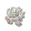Bling Rose Flower Alloy Rhinestone Crystal DIY Phone Case Cover Deco Kit 75*80mm - White