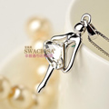 Bling Ballet girl Alloy Rhinestone Crystal DIY Phone Case Cover Deco Kit 40*16mm - White