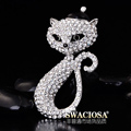 Bling Cat Alloy Crystal Rhinestone DIY Phone Case Cover Deco Kit 80*45mm - White