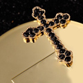 Bling Cross Alloy Rhinestone Crystal DIY Phone Case Cover Deco Kit 45*29mm - Black