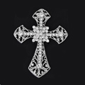 Bling Cross metal Alloy Crystal Rhinestone DIY Phone Case Cover Deco Kit 55*72mm - White