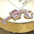 Bling Crown key Alloy Crystal Rhinestone DIY Phone Case Cover Deco Kit 15*35mm - Pink