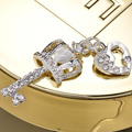 Bling Crown key Alloy Crystal Rhinestone DIY Phone Case Cover Deco Kit 15*35mm - White