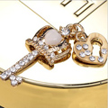 Bling Crown key Alloy Rhinestone Crystal DIY Phone Case Cover Deco Kit 15*35mm - White