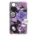 3D Flower Bling Crystal Case Rhinestone Cover shell for OPPO finder X907 - Purple