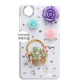 Basket of flower Bling Crystal Case Rhinestone Cover shell for OPPO finder X907 - White