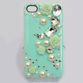 Bling Crystal green resin Flower DIY Cell Phone Case shell Cover Deco Den Kit