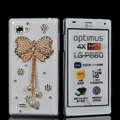 Bowknot Bling Crystal Case Rhinestone Cover shell for LG P880 Optimus 4X HD - Gold
