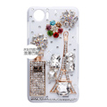 Eiffel Tower bottle Bling Crystal Case Rhinestone Cover shell for OPPO finder X907 - White