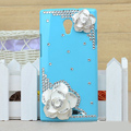 Flower Bling Crystal Case Rhinestone Cover shell for OPPO U705T Ulike2 - Blue