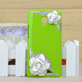 Flower Bling Crystal Case Rhinestone shell Cover for OPPO U705T Ulike2 - Green