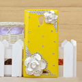 Flower Bling Crystal Case Rhinestone shell Cover for OPPO U705T Ulike2 - Yellow