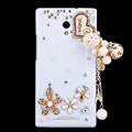 Heart Tassels Bling Crystal Case Rhinestone Cover shell for OPPO U705T Ulike2 - White