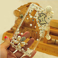 Horse tassel Bling Crystal Case pearl Cover shell for LG E400 Optimus L3 - White