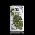 Peacock Bling Crystal Case Rhinestone Cover shell for LG E400 Optimus L3 - Green