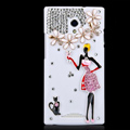 Powder skirt girl Bling Crystal Case Rhinestone Cover shell for OPPO U705T Ulike2 - White