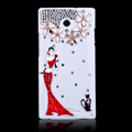Red skirt girl Bling Crystal Case Rhinestone Cover shell for OPPO U705T Ulike2 - White