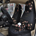 Bow Lace Universal Auto Car Seat Cover Set Short velvet 19pcs - Black