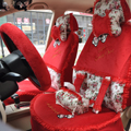 Bow Lace Universal Auto Car Seat Cover Set Short velvet 19pcs - Red