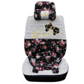 Bowknot Universal Auto Car Seat Cover Set 19pcs ice silk - Black