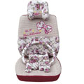 Bowknot Universal Auto Car Seat Cover Set 19pcs ice silk - Rose
