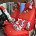Floral print Bowknot Lace Universal Auto Car Seat Cover Set 21pcs ice silk - Red