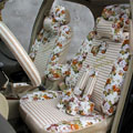 Floral print Stripe Lace Universal Auto Car Seat Cover Set 21pcs ice silk - Beige