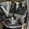 Leopard Lace Universal Auto Car Seat Cover Set 21pcs ice silk - Black