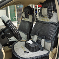 Round dot Lace Universal Auto Car Seat Cover Set 21pcs ice silk - Black