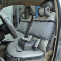 Round dot Lace Universal Auto Car Seat Cover Set 21pcs ice silk - Gray