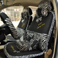 Zebra Lace Universal Auto Car Seat Cover Set 21pcs ice silk - Black